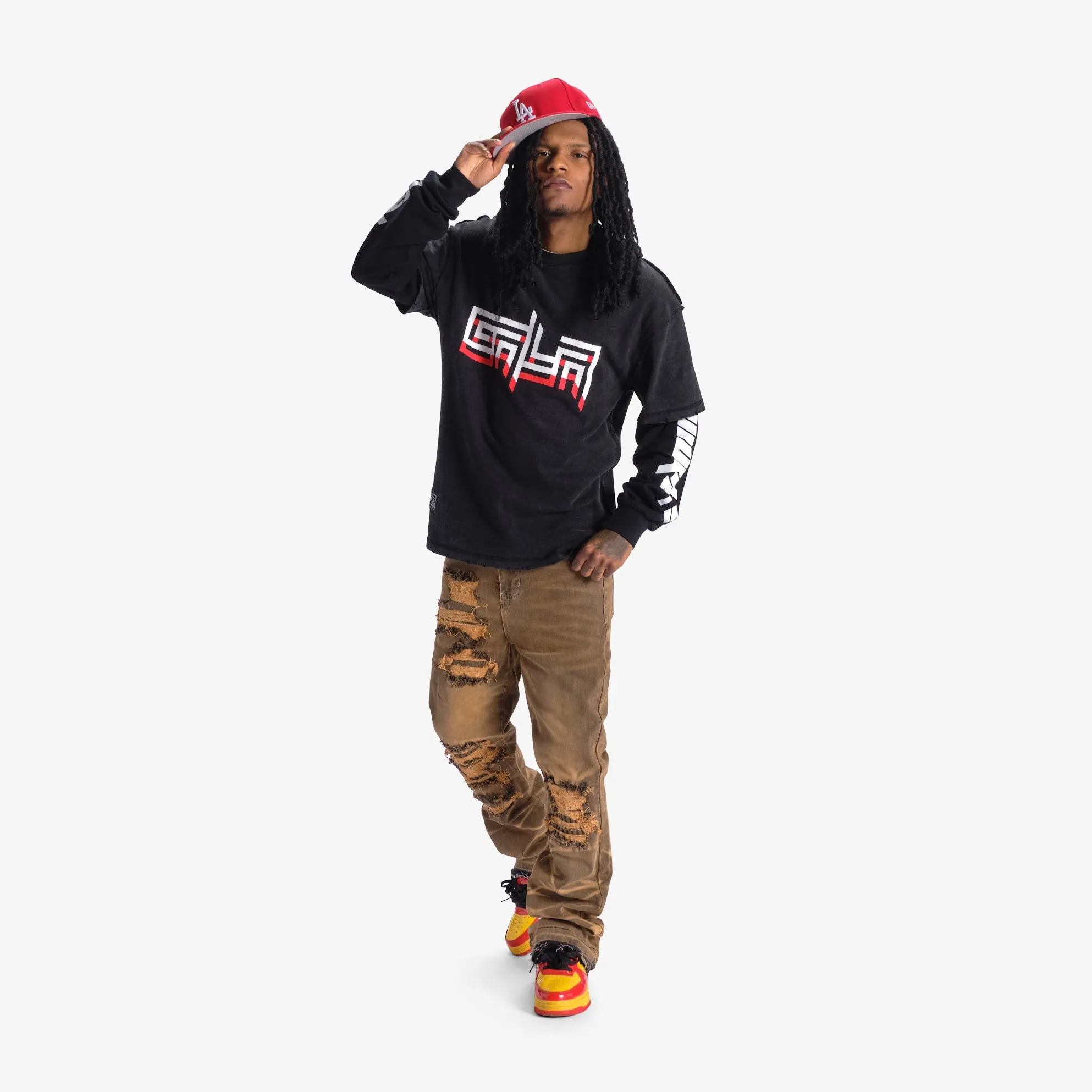 "RED HEADACHE" L/S TEE (BLACK/BLACK)