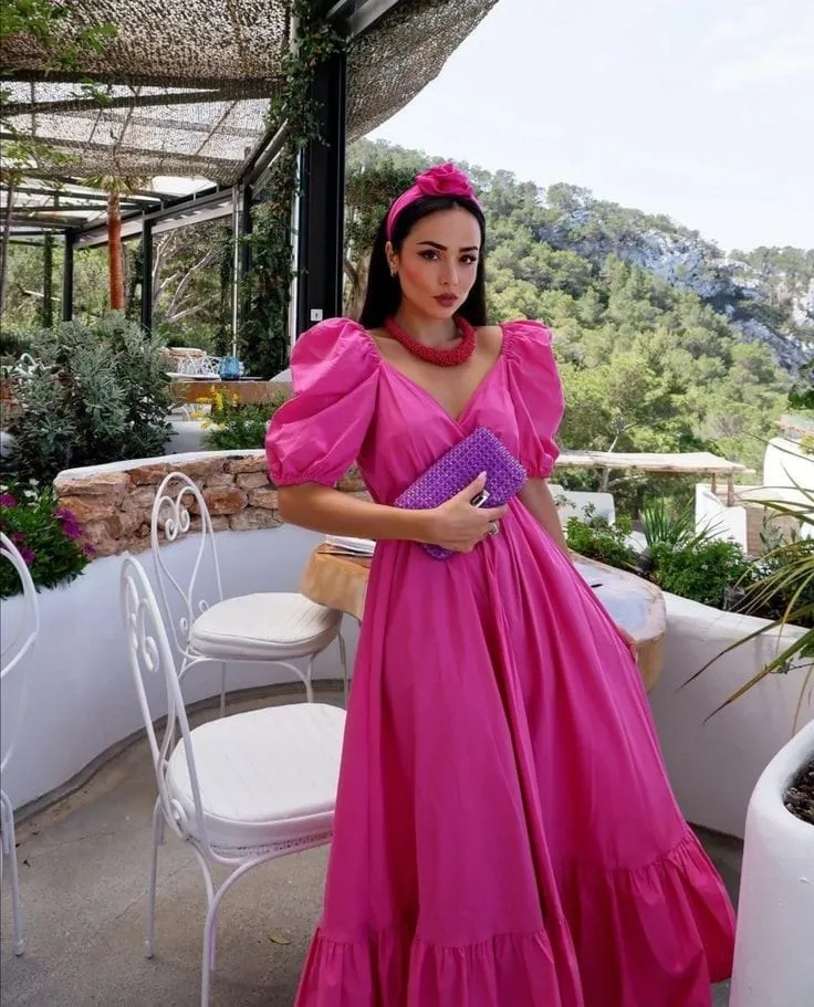 Relaxed balloon sleeves dress