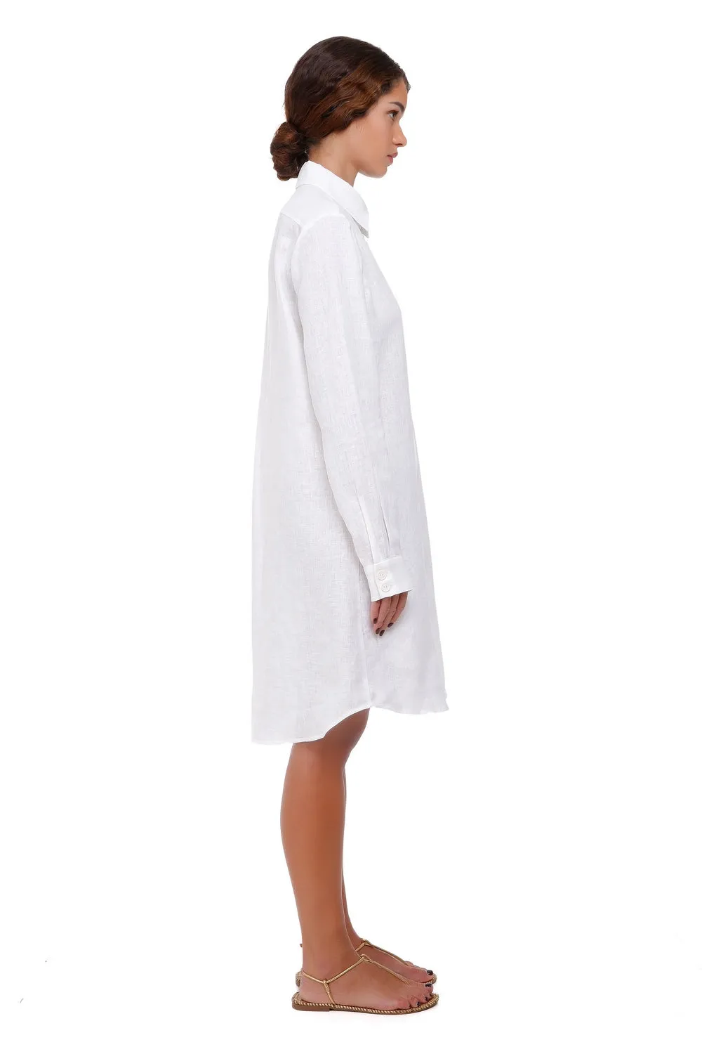 Relaxed Oversized Tailoring Linen Shirt Dress