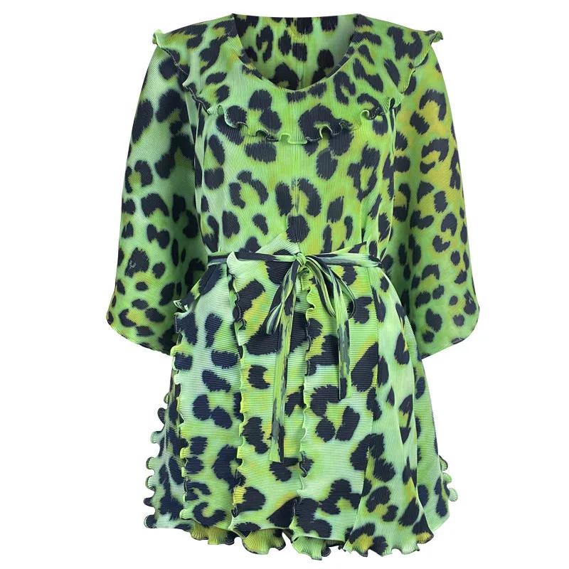 Sexy Leopard Print Waist Slim Short Dresses Wholesale Dresses