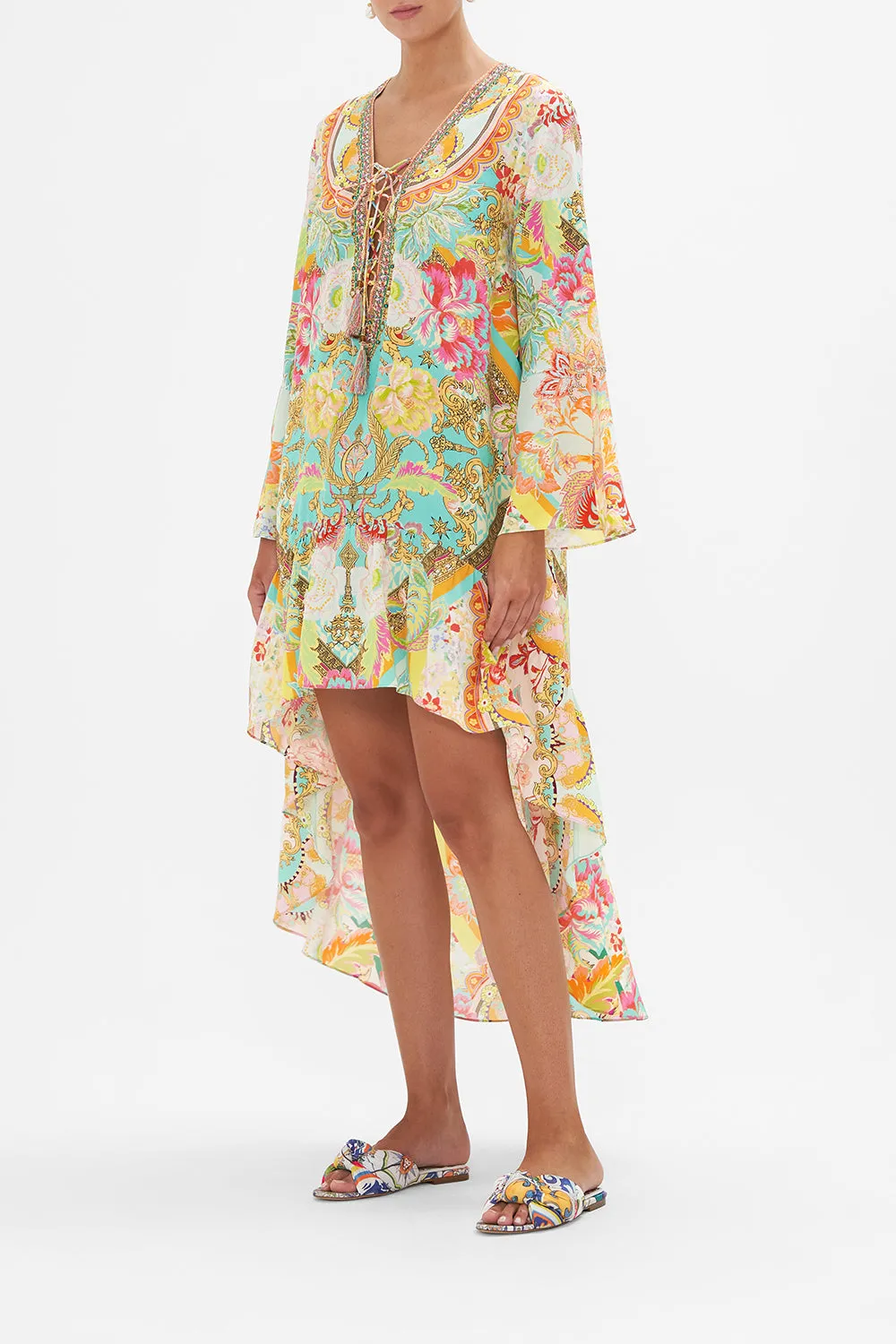 SHORT DRESS WITH HIGH LOW HEM AN ITALIAN WELCOME