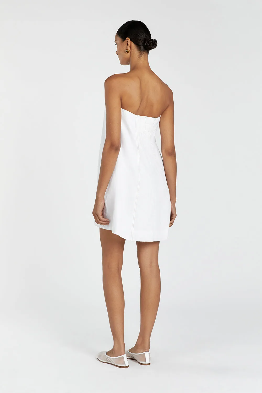 SIMONA WHITE LINEN MINI DRESS
