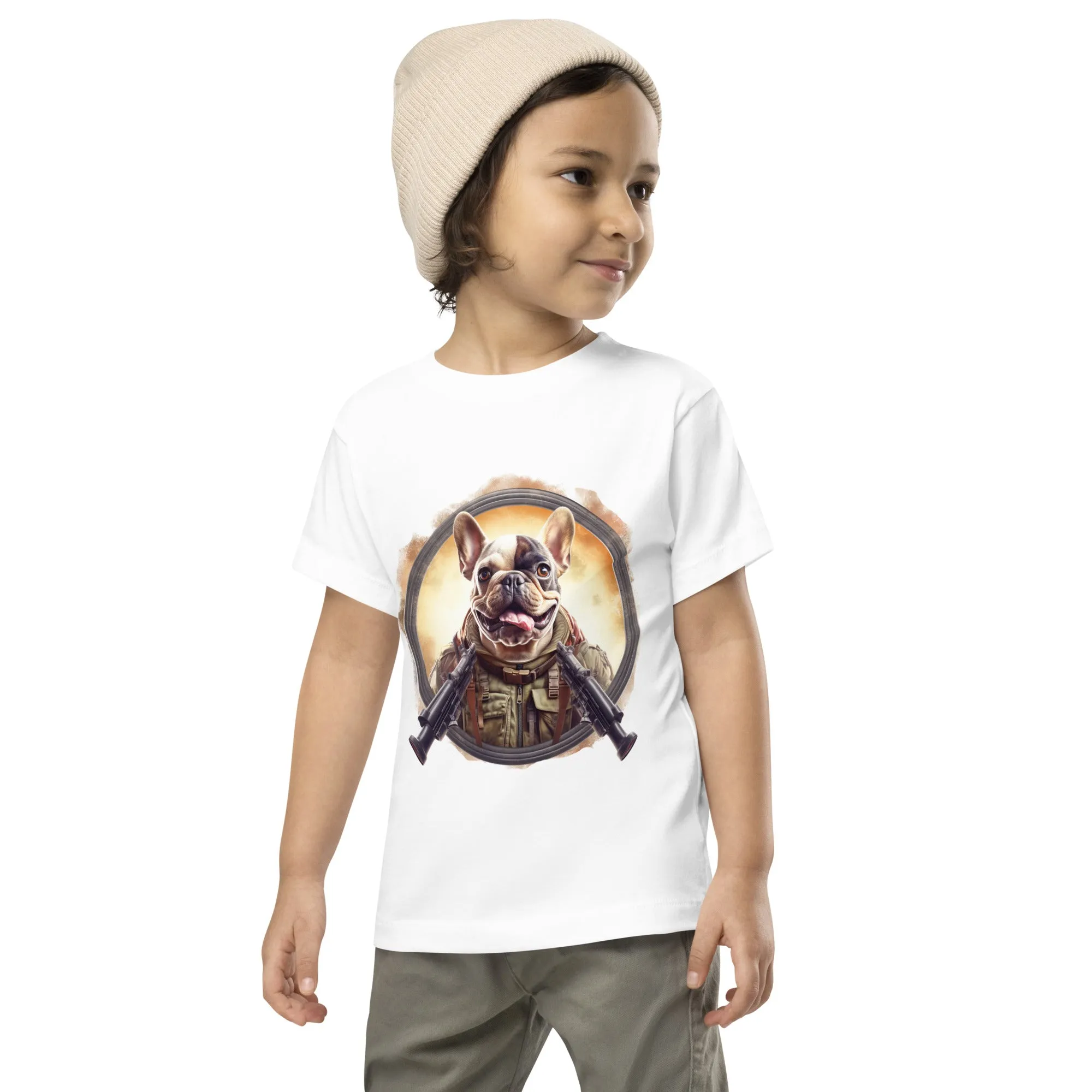 Soldier Frenchie Toddler Staple Tee - Brave and Comfortable Choice for Little Warriors