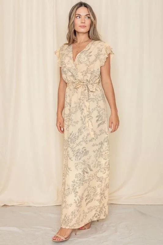 Surprise Me Floral Maxi Dress With Sash