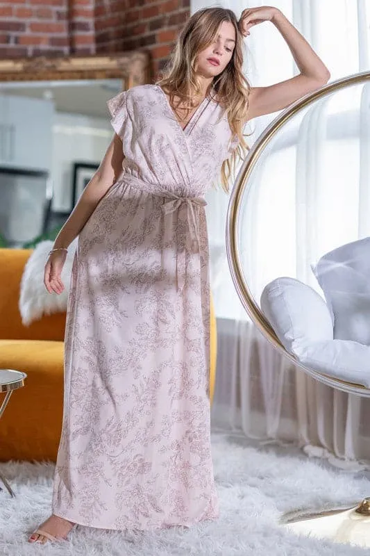 Surprise Me Floral Maxi Dress With Sash