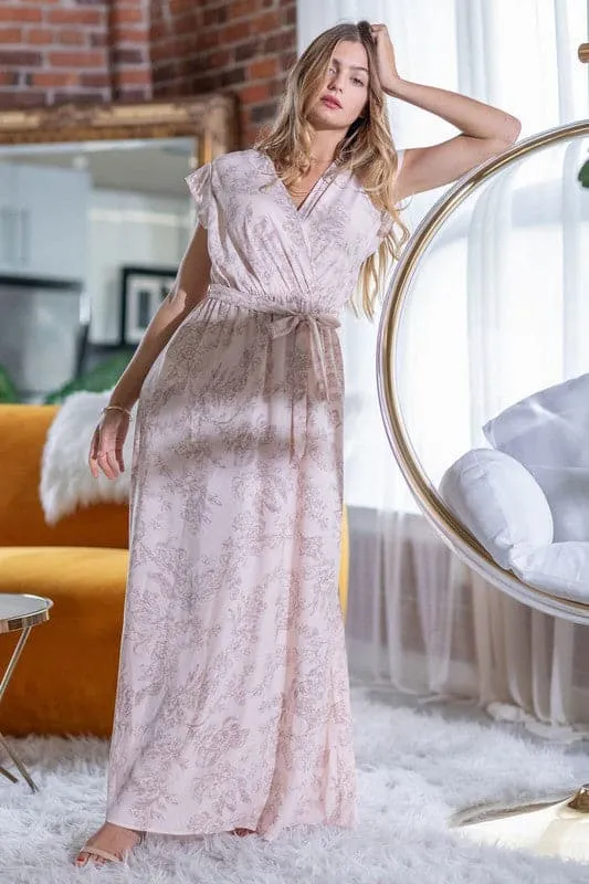Surprise Me Floral Maxi Dress With Sash