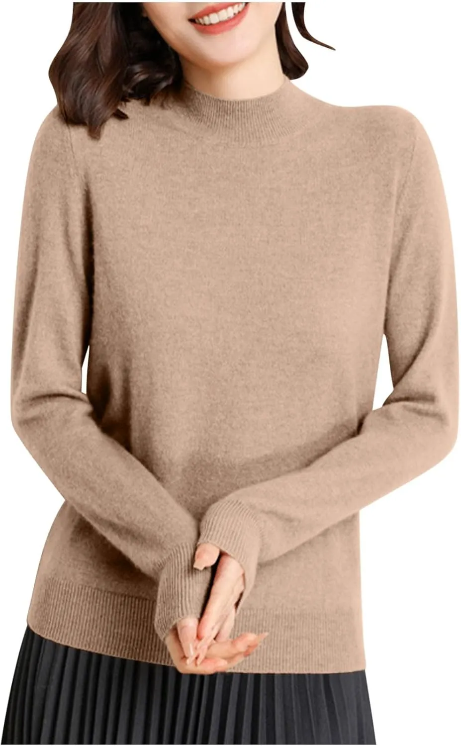 Sweaters for Women Trendy Casual Solid Color Half Turtleneck Comfy Clothes Soft Long Sleeves Slim Fit Pullover Tops