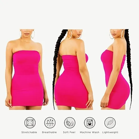TastyHottie - 3-Pack: Women's Seamless Strapless Tube Dress