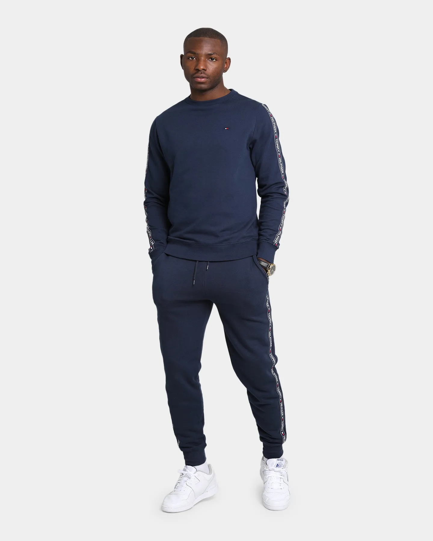Tommy Jeans Terry Long Sleeve Track Top Navy Blazer