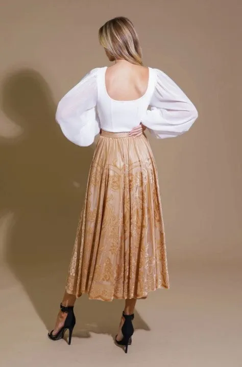 Velvet Burnout Maxi Skirt