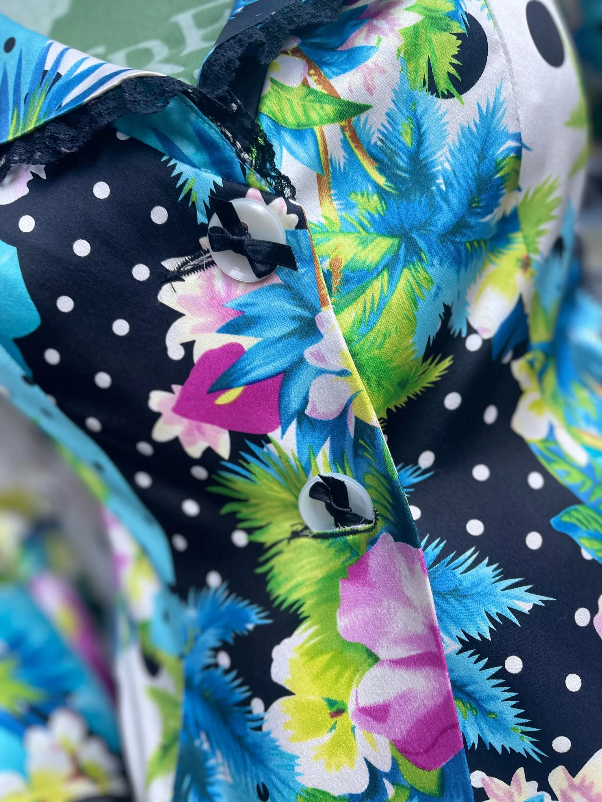 Vintage Y2K Silk Bell Sleeve Mix Print Blazer