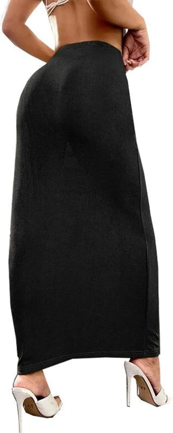 Women Long Pencil Skirt - High Waisted Summer Fall Y2K Club Bodycon Tight Maxi Skirts Elegant Velvet Party Skirt