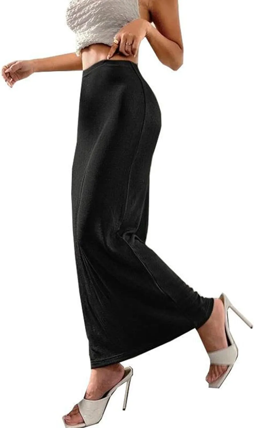 Women Long Pencil Skirt - High Waisted Summer Fall Y2K Club Bodycon Tight Maxi Skirts Elegant Velvet Party Skirt