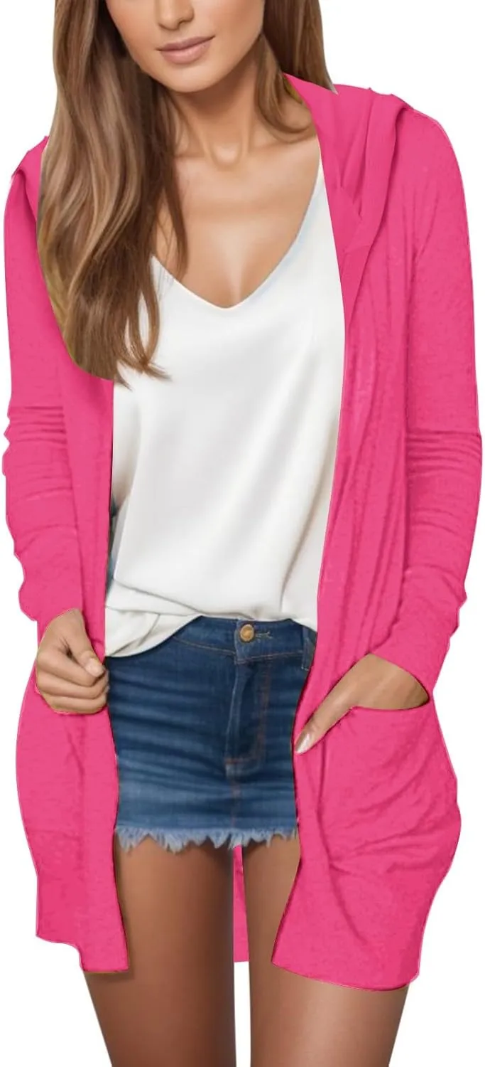 Womens Cardigans 2024 Summer Lightweight Long Sleeve with Pockets Plus Size Casual Comfy Thin Open Front Cardigan