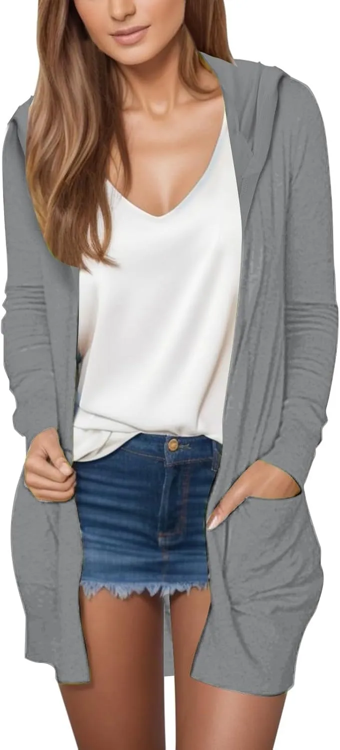 Womens Cardigans Summer Lightweight Long Sleeve with Pocket 2024 Plus Size Casual Trendy Thin Open Front Cardigan