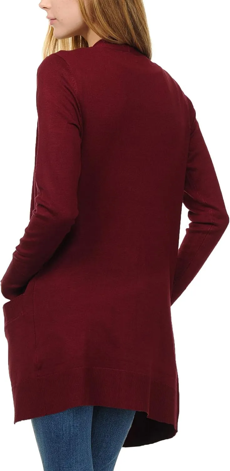 Womens Light Weight Open Front Long Cardigan with Pockets