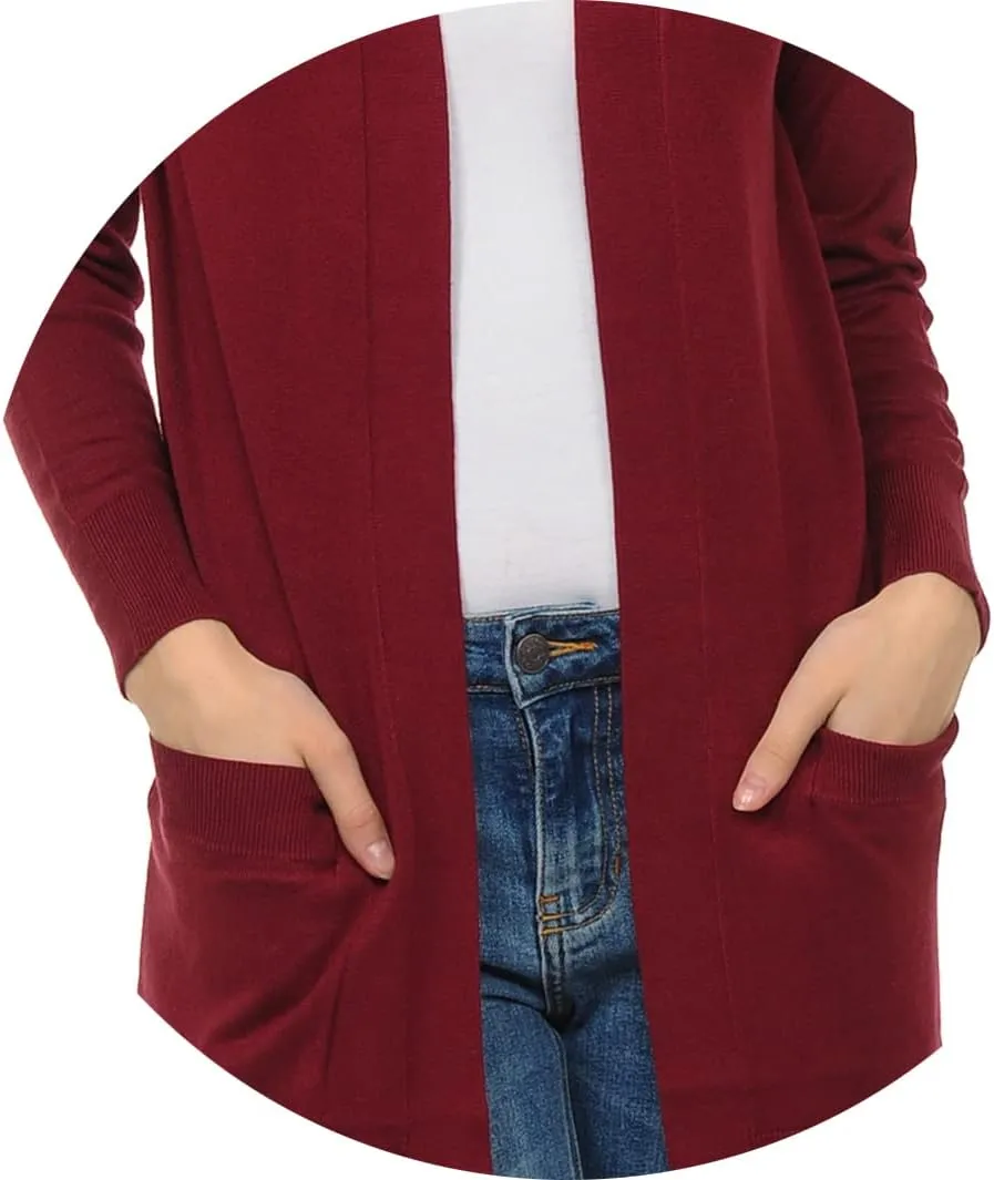 Womens Light Weight Open Front Long Cardigan with Pockets
