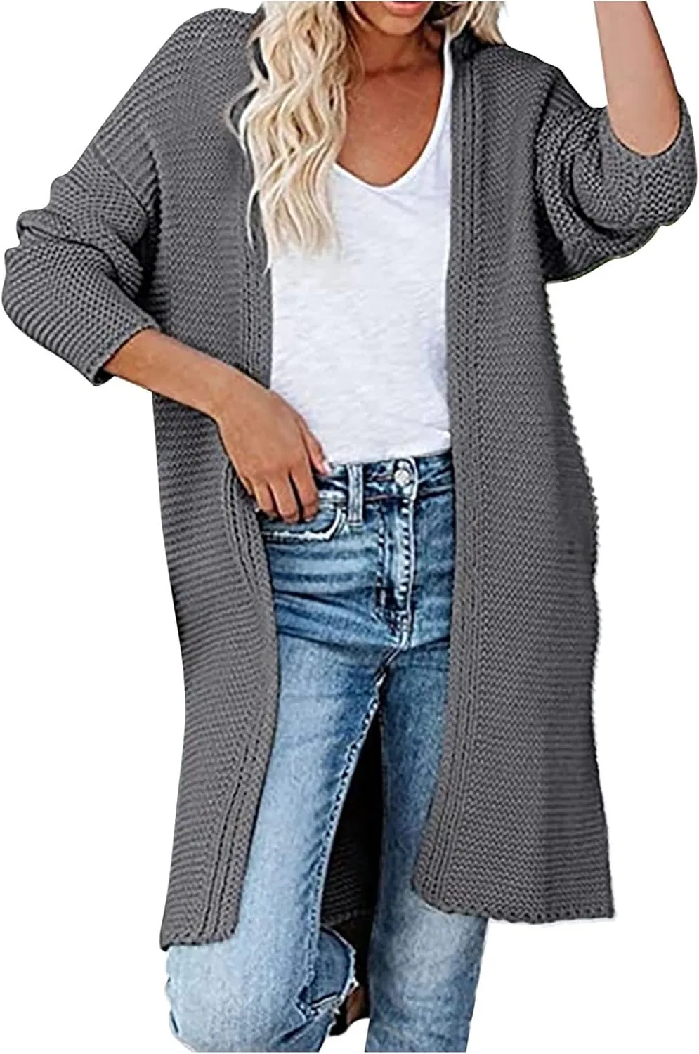 Womens Long Cardigan Sweaters 2022 Fall Oversized Slouchy Knit Chunky Open Front Sweater Coat Cozy Soft Outerwear