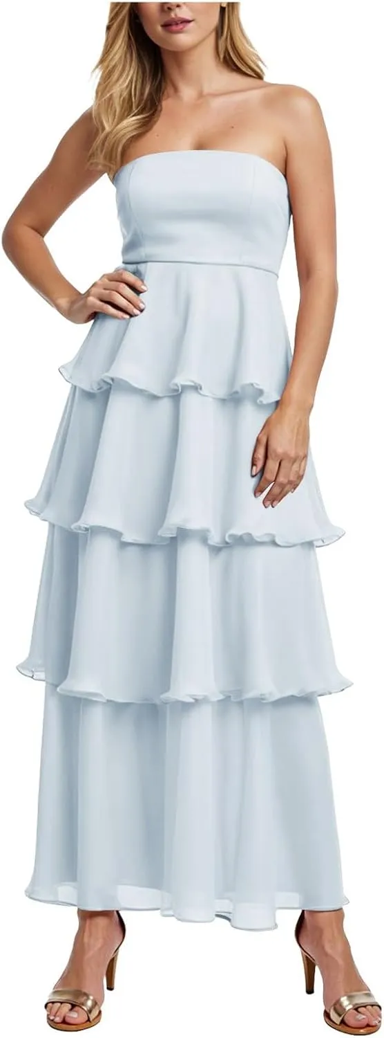 Women's Maxi Dress 2025 Summer Off Shoulder Smocked Tiered Ruffle Long Flowy Dresses Casual Beach Sundress