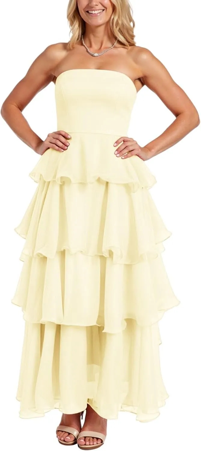 Women's Maxi Dress 2025 Summer Off Shoulder Smocked Tiered Ruffle Long Flowy Dresses Casual Beach Sundress