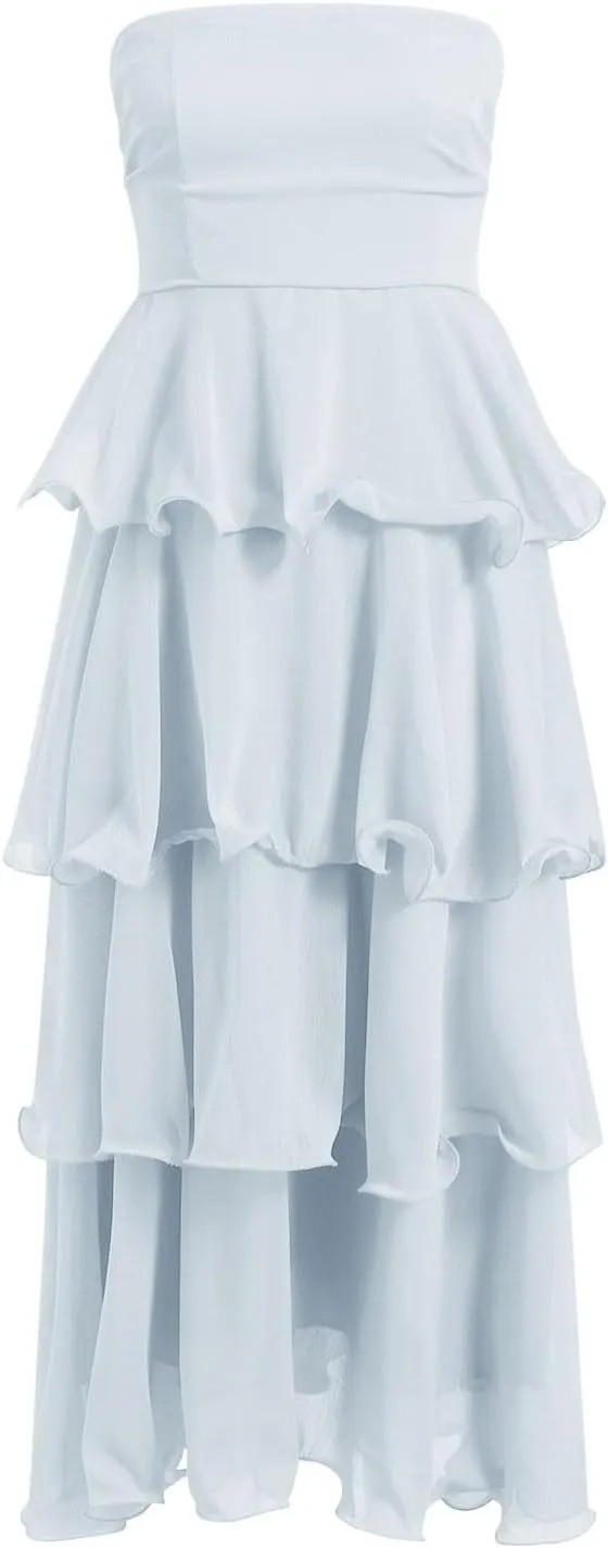 Women's Maxi Dress 2025 Summer Off Shoulder Smocked Tiered Ruffle Long Flowy Dresses Casual Beach Sundress