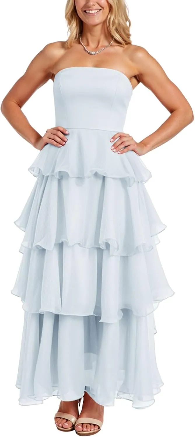 Women's Maxi Dress 2025 Summer Off Shoulder Smocked Tiered Ruffle Long Flowy Dresses Casual Beach Sundress