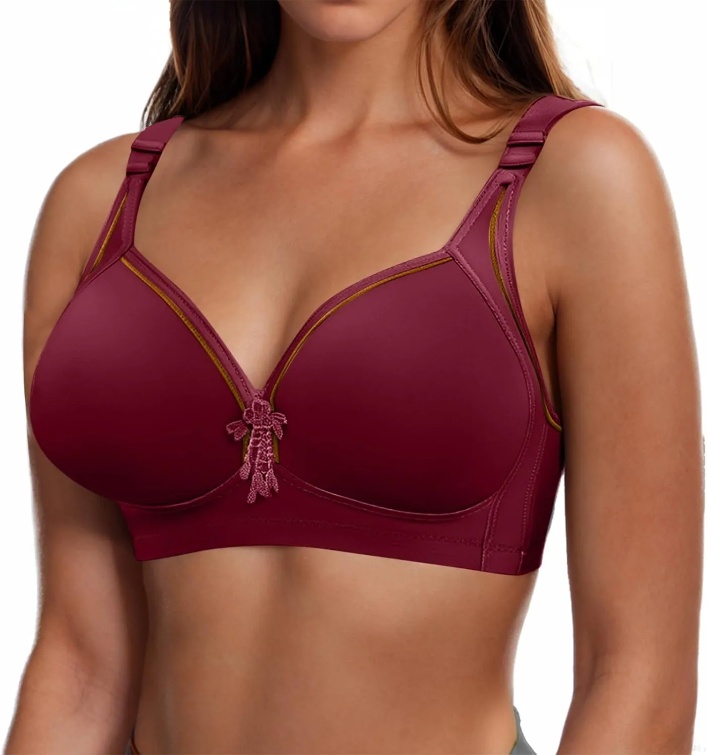 Womens Push Up Bras Full Coverage Supportive Adjustable Wire Free Breathable Plus Size No Underwire Everyday Bra