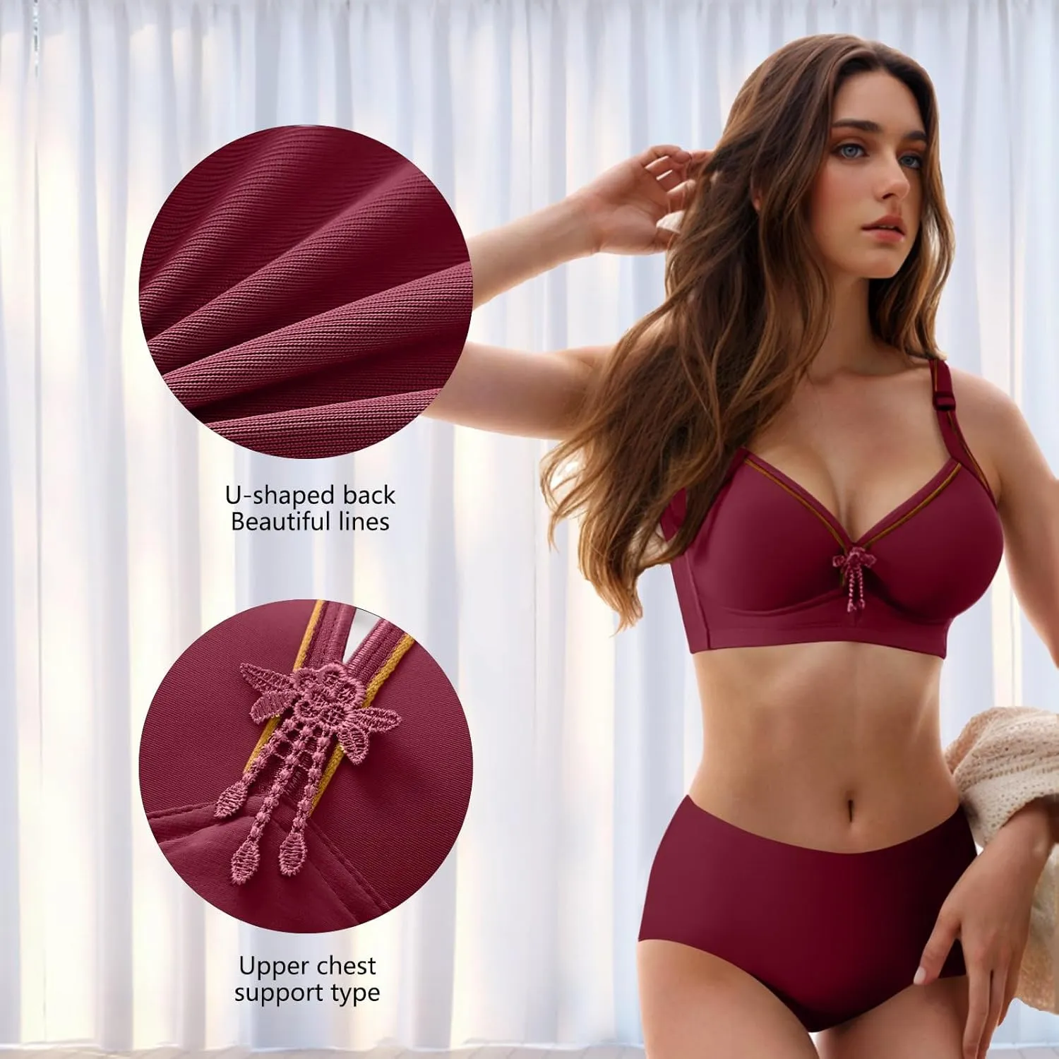Womens Push Up Bras Full Coverage Supportive Adjustable Wire Free Breathable Plus Size No Underwire Everyday Bra