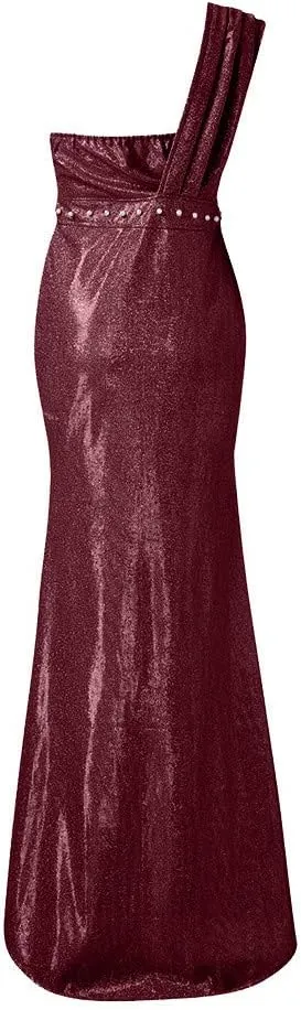 Womens Sequin Long Prom Off Shouder Formal Wedding Maxi Dress V Neck Elegant Split Sexy Cocktail Evening Long Gown