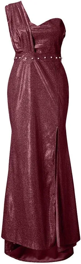 Womens Sequin Long Prom Off Shouder Formal Wedding Maxi Dress V Neck Elegant Split Sexy Cocktail Evening Long Gown