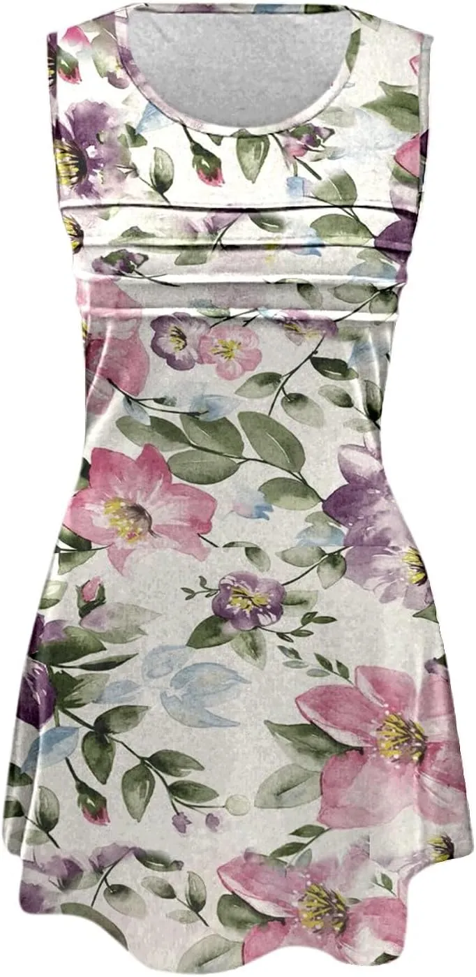 Women's Sleeveless Vest Dress 2025 Summer Casual Loose Sundresses Chest Pleated Beach Dresses with Pockets