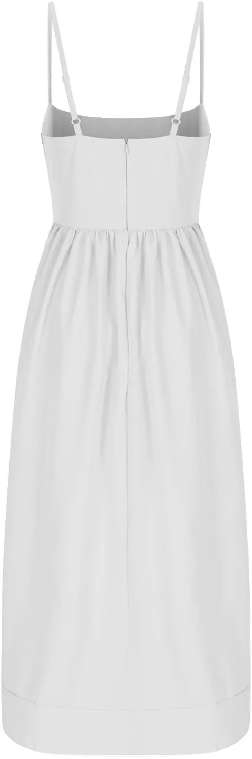 Womens Smocked Maxi Dresses Spaghetti Strap Square Neck Swing A Line Dress 2025 Summer Chic Flowy Beach Sexy Sundress