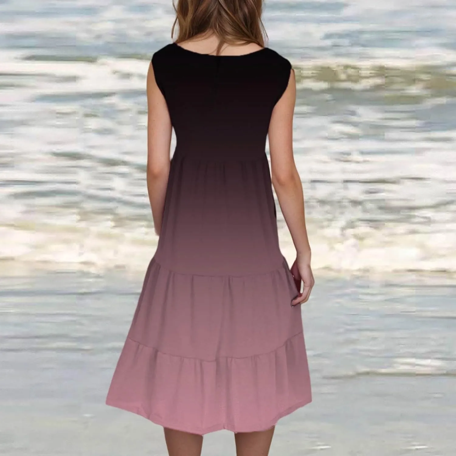Women's Summer Dress 2025 Crew Neck Sleeveless Dresses Beach Casual Loose Sundress Vacation Outfits