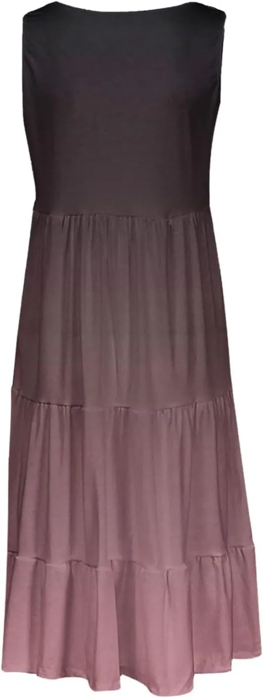 Women's Summer Dress 2025 Crew Neck Sleeveless Dresses Beach Casual Loose Sundress Vacation Outfits