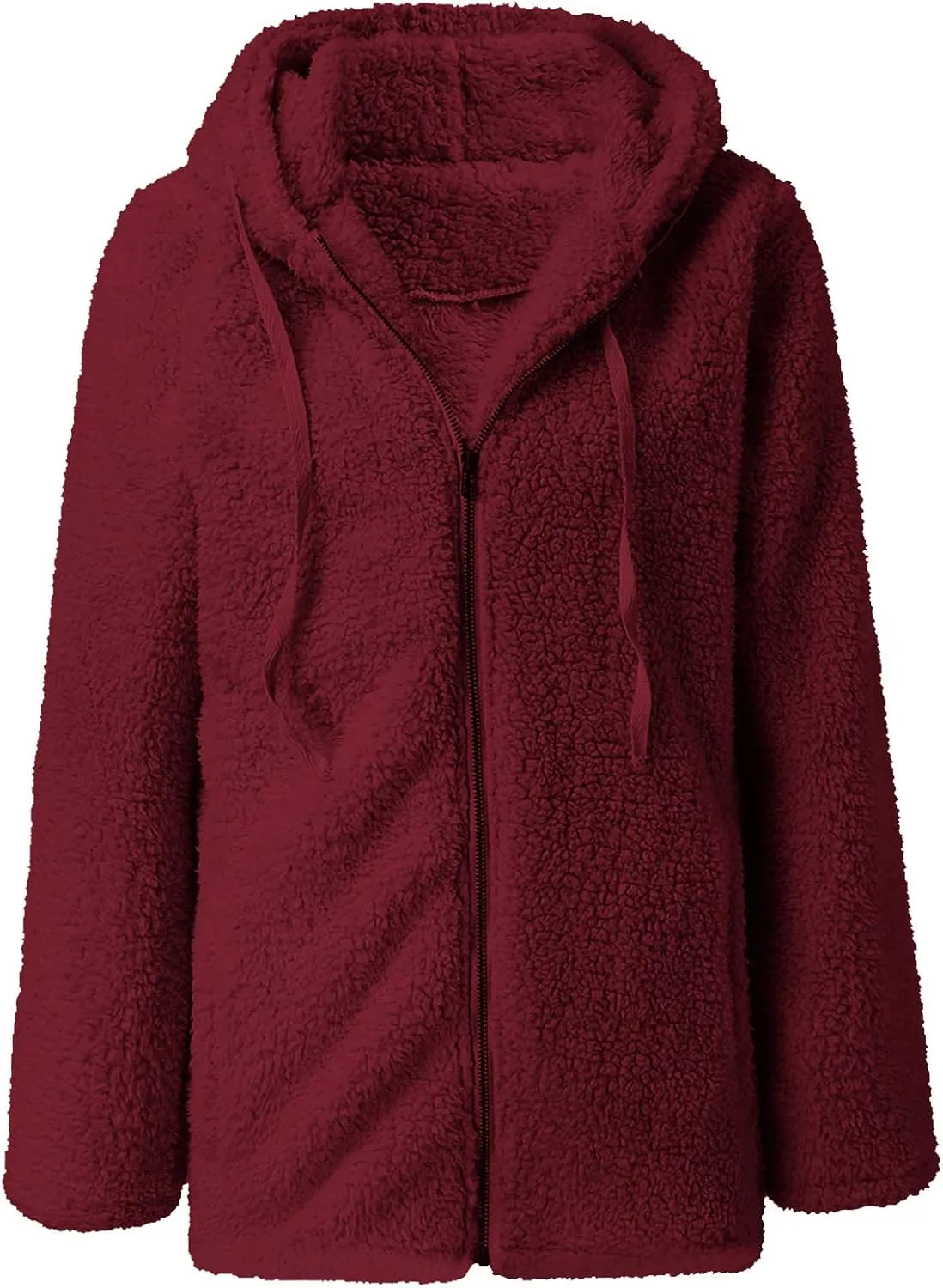 Womens Warm Coats 2025 Winter Fleece Teddy Sherpa Jacket Trendy Full Zip Up Hoodies with Pockets Soft Outerwear